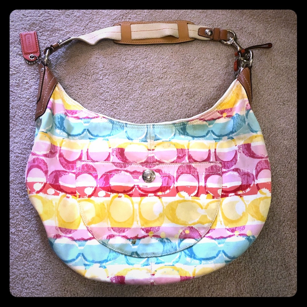 Rainbow colors Coach purse shoulder bag